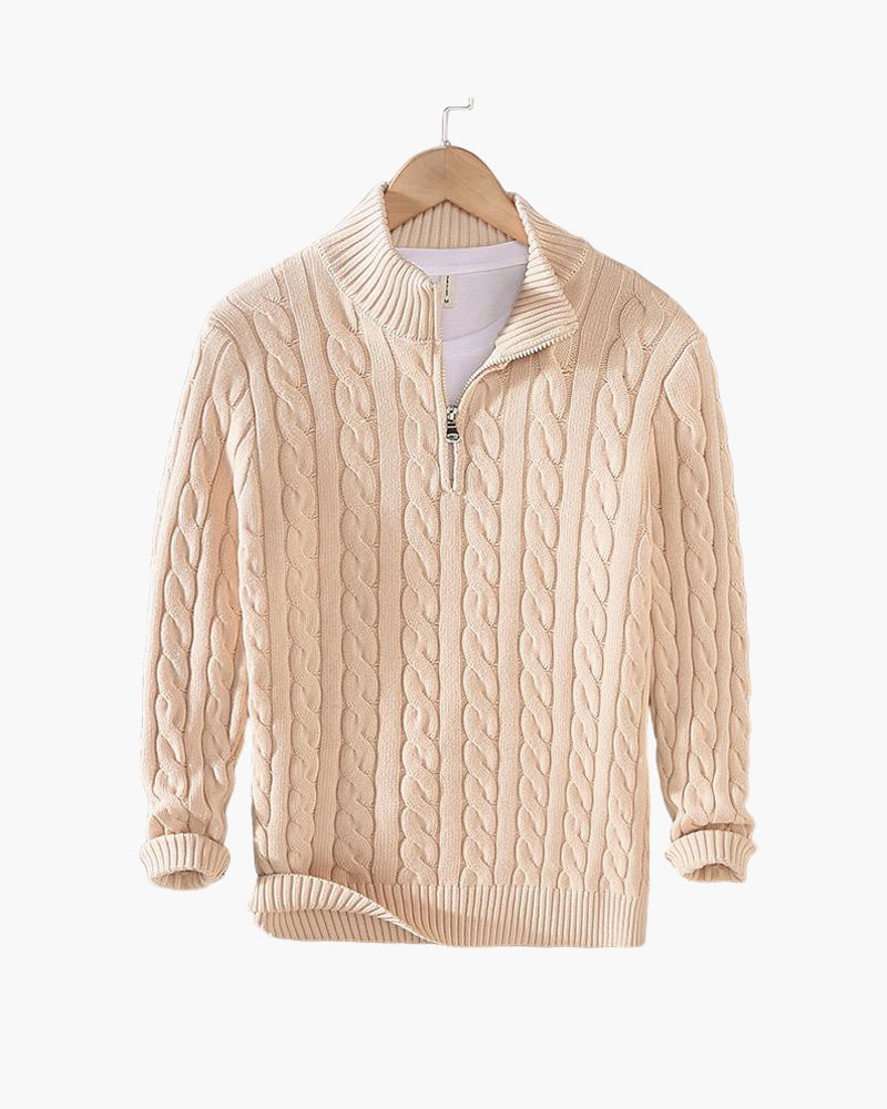 Kensington Cable Half-Zip Sweater - Beige