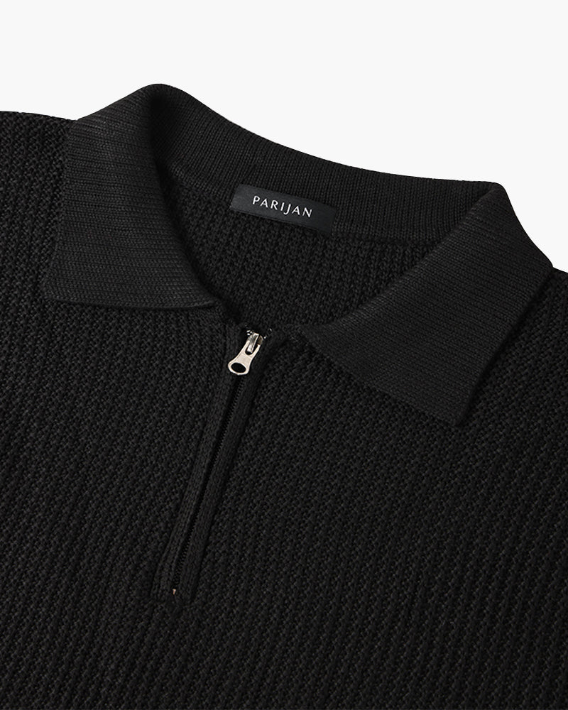Pembroke Ribbed Half-Zip - Black