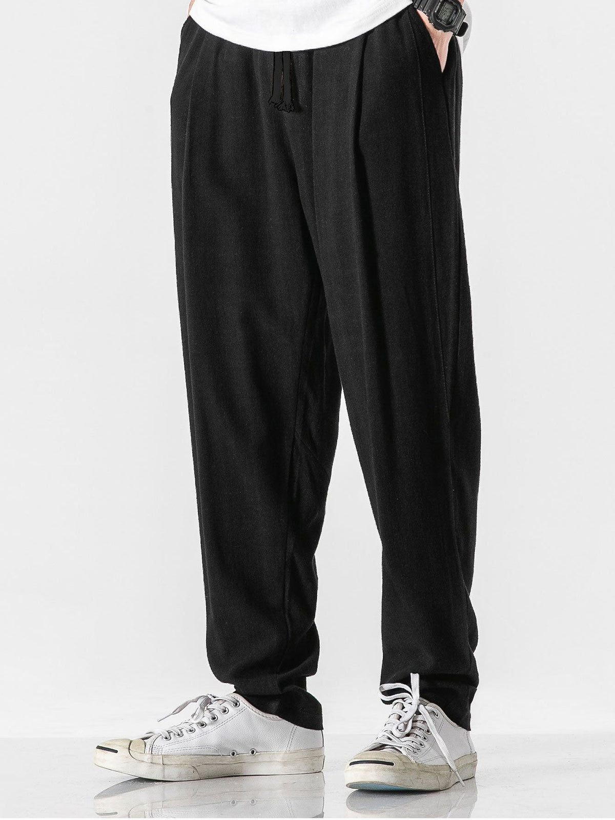 Brighton Relaxed Drawstring Trousers - Black