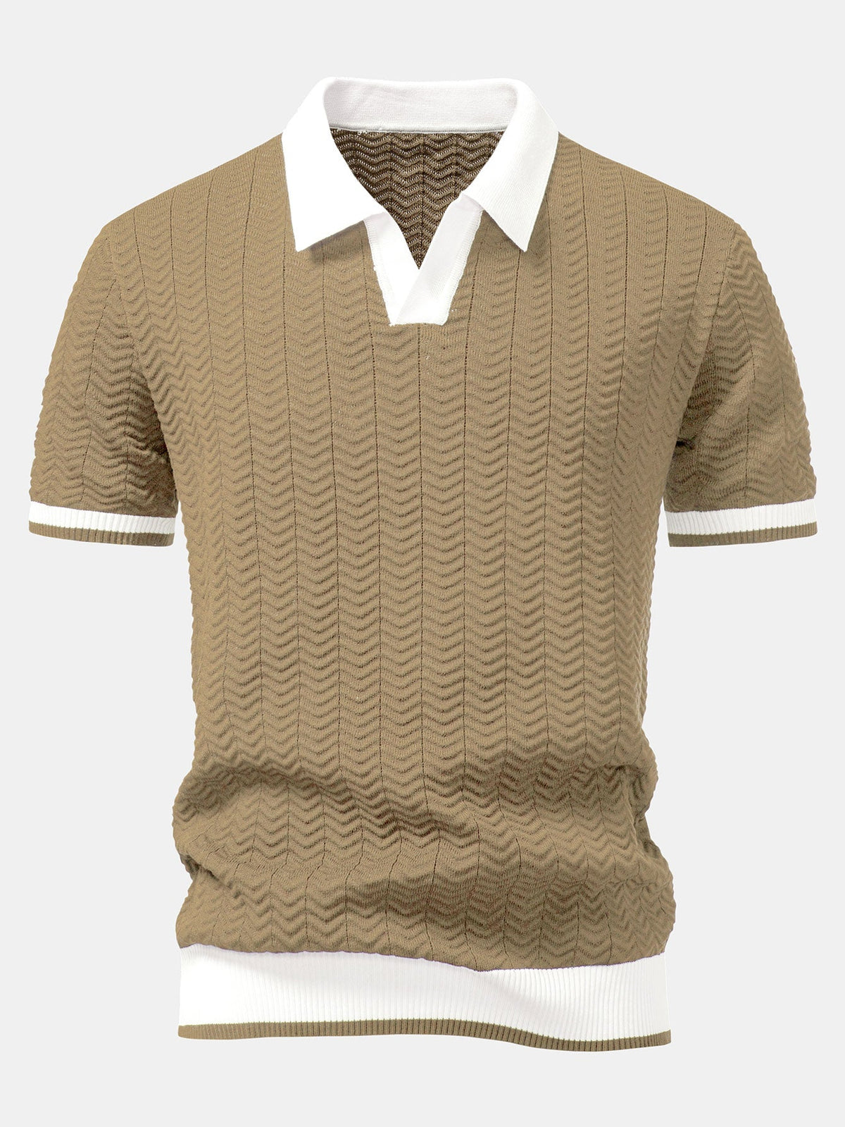 Harrow Textured Knit Polo - Tan