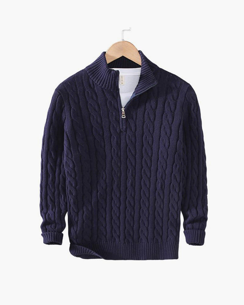 Kensington Cable Half-Zip Sweater - Navy