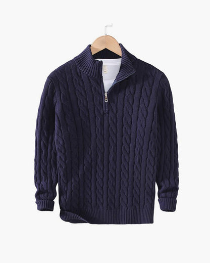 Kensington Cable Half-Zip Sweater - Navy