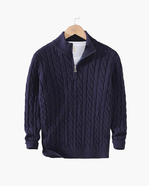 Kensington Cable Half-Zip Sweater - Navy