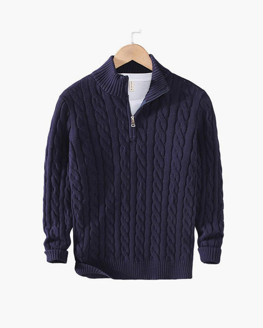 Kensington Cable Half-Zip Sweater - Navy
