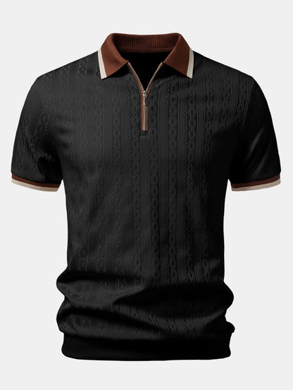 Marlow Zip Knit Polo - Black