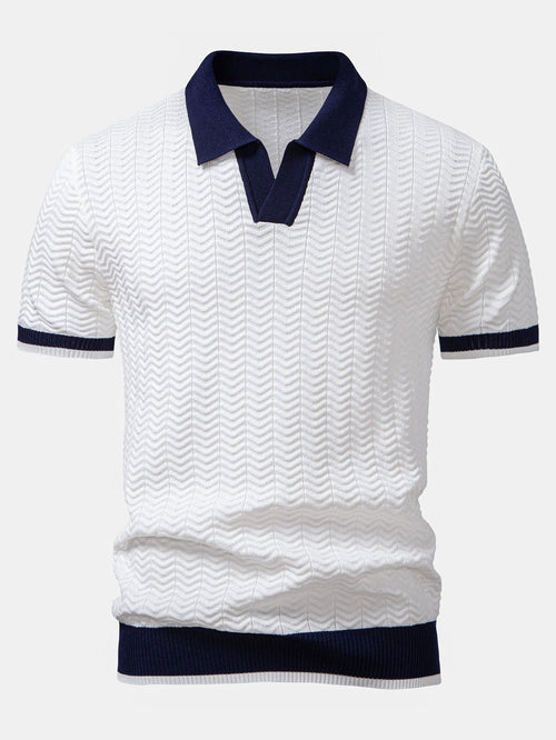 Harrow Textured Knit Polo - White
