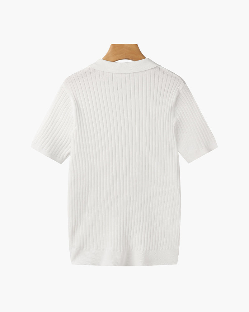 Ashford Ribbed Knit Polo - White