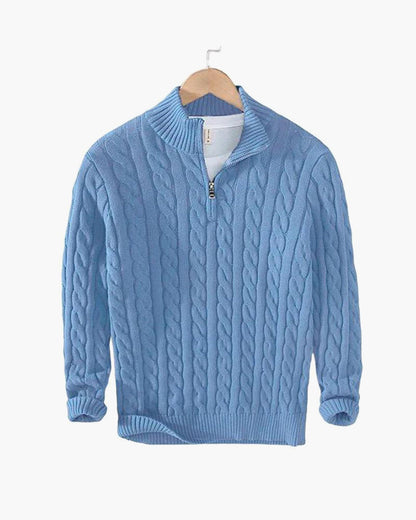 Kensington Cable Half-Zip Sweater - Light Blue