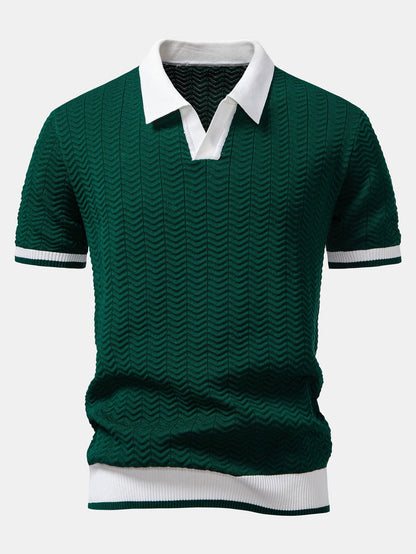 Harrow Textured Knit Polo - Dark Green