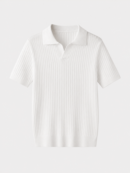 Ashford Ribbed Knit Polo - White