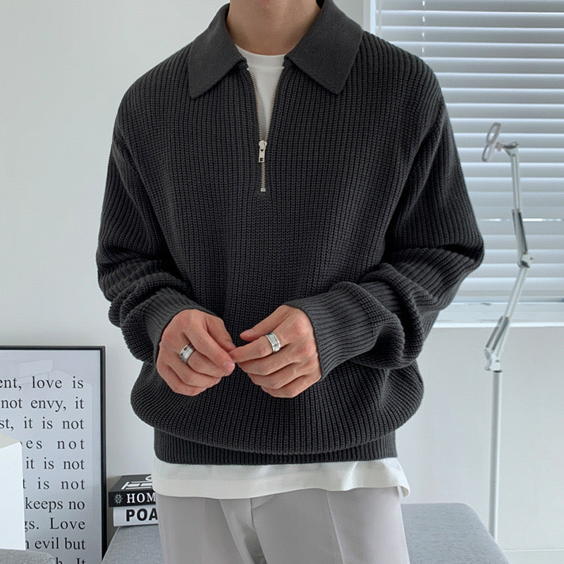 Somerset Zip Collar Knit - Black