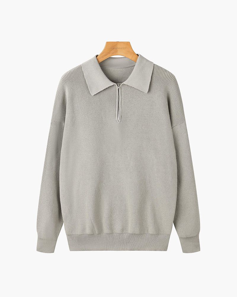 Somerset Zip Collar Knit - Grey