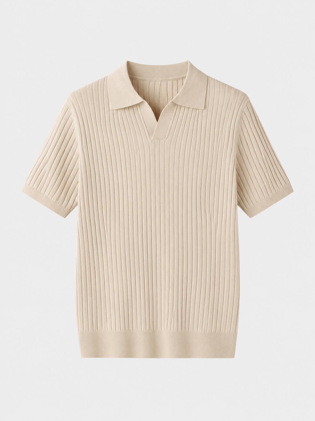 Ashford Ribbed Knit Polo - Beige