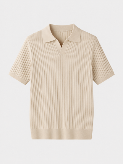 Ashford Ribbed Knit Polo - Beige