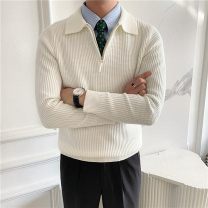 Pembroke Ribbed Half-Zip - White