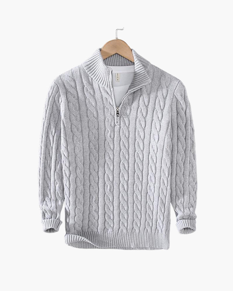 Kensington Cable Half-Zip Sweater - Grey