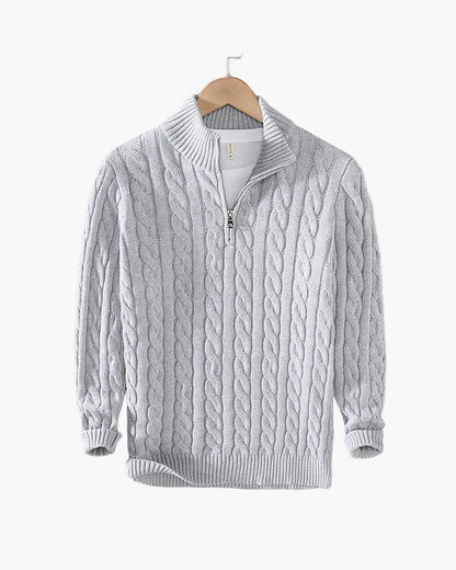 Kensington Cable Half-Zip Sweater - Grey