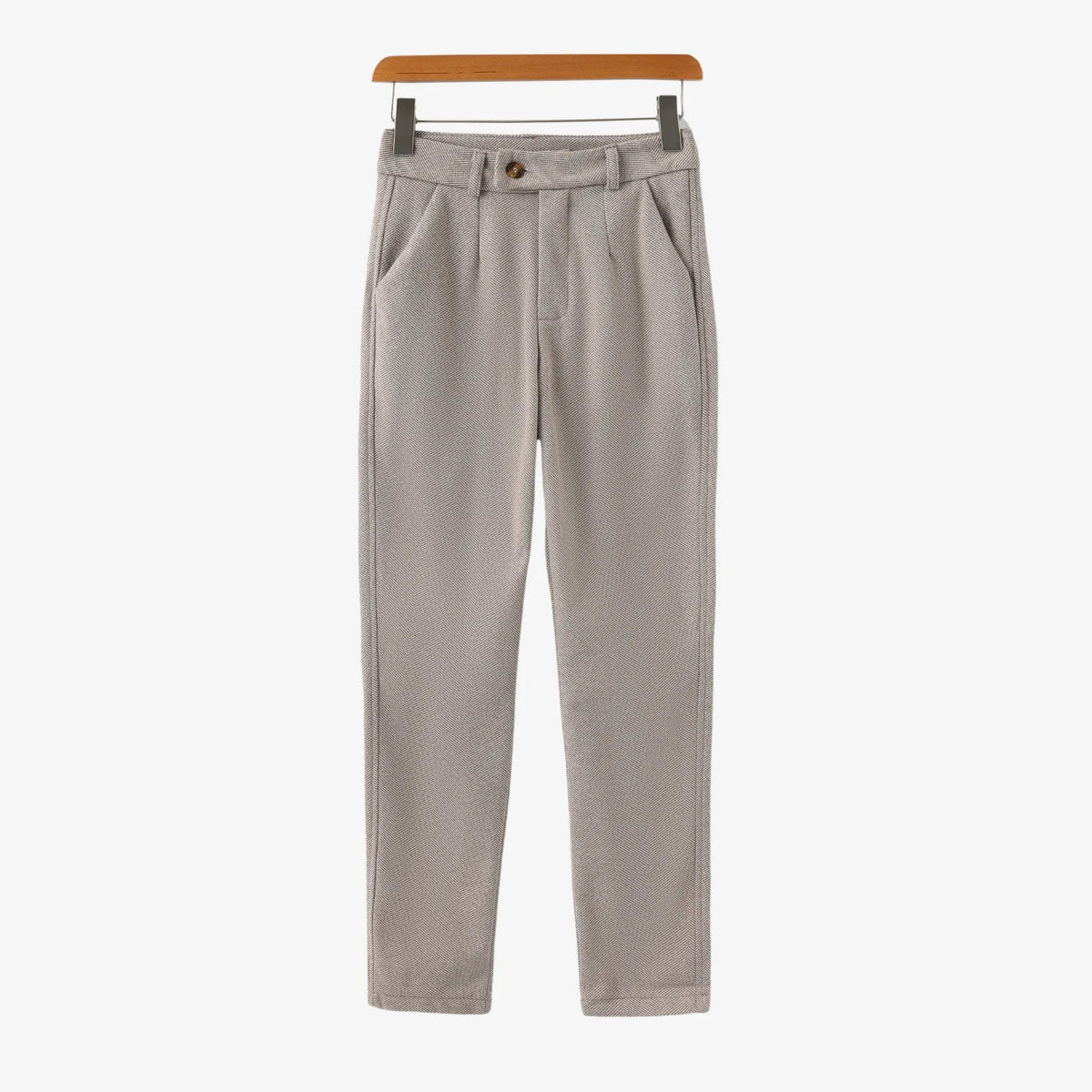 Exeter Brushed Herringbone Trousers - Beige