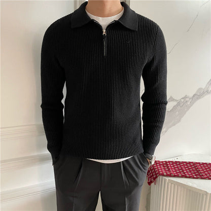 Pembroke Ribbed Half-Zip - Black