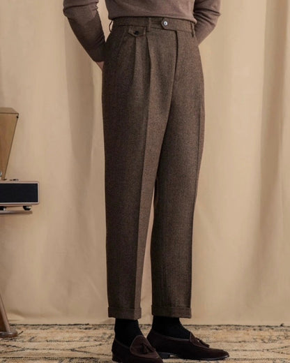 Hampstead Herringbone Trousers - Chestnut