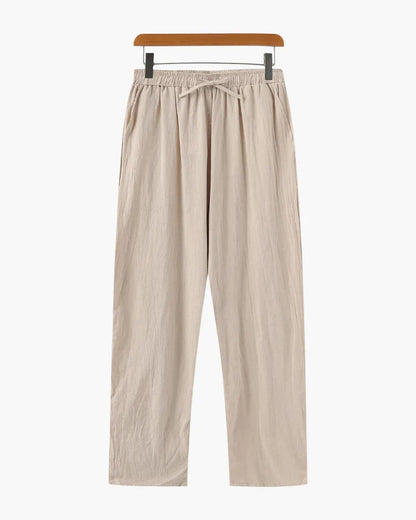 Amalfi Drawstring Linen Trousers - Beige