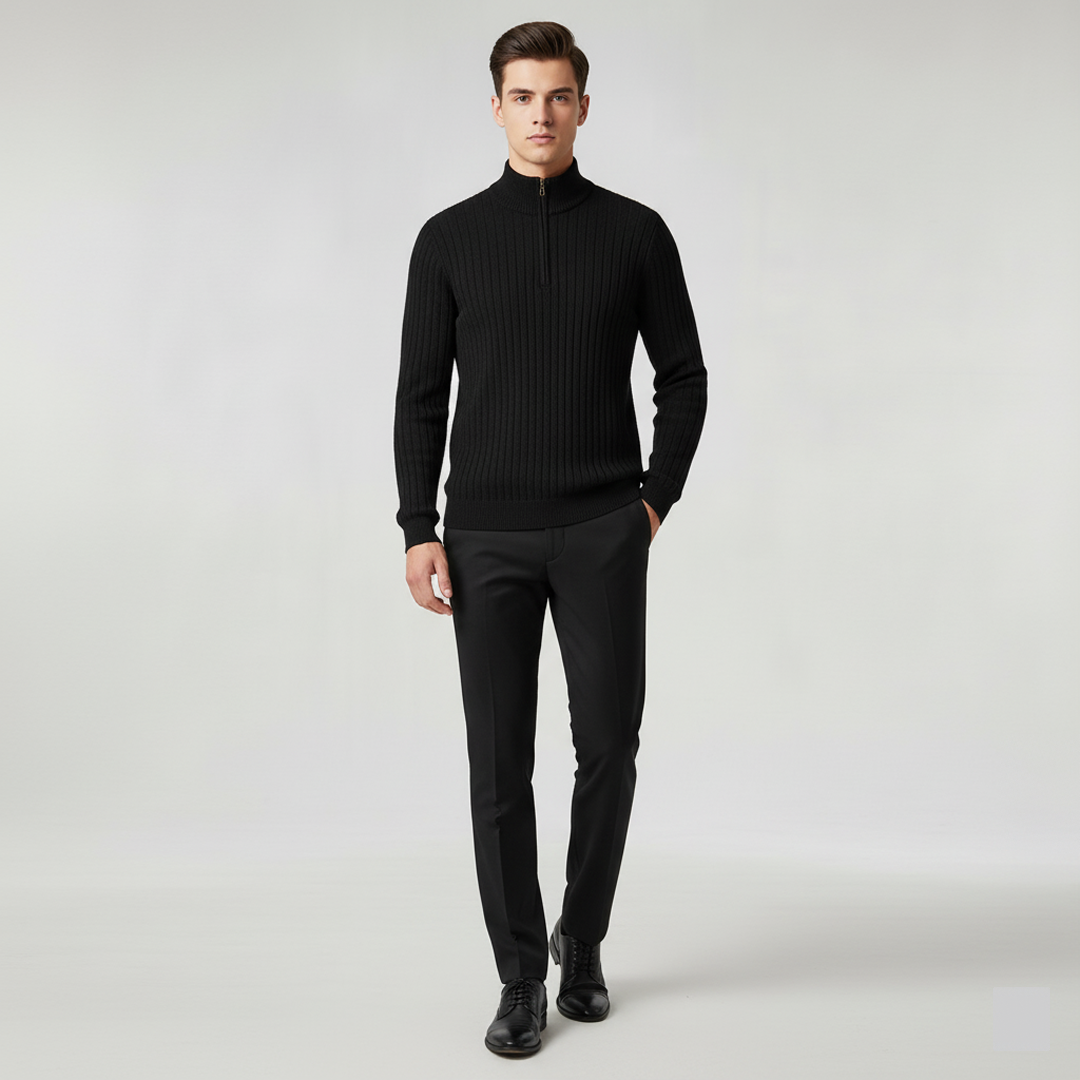 Ravenscourt High Collar Half-Zip - Black