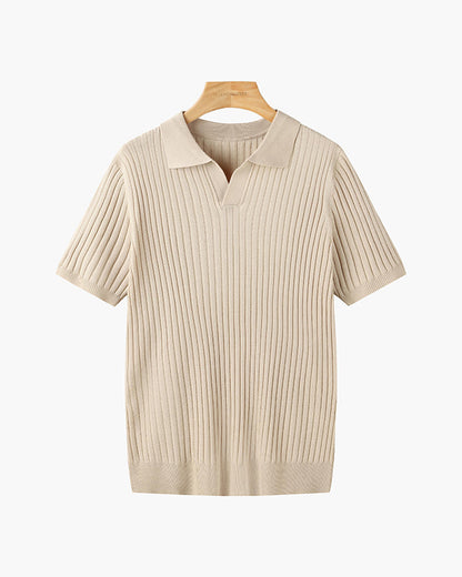 Ashford Ribbed Knit Polo - Beige
