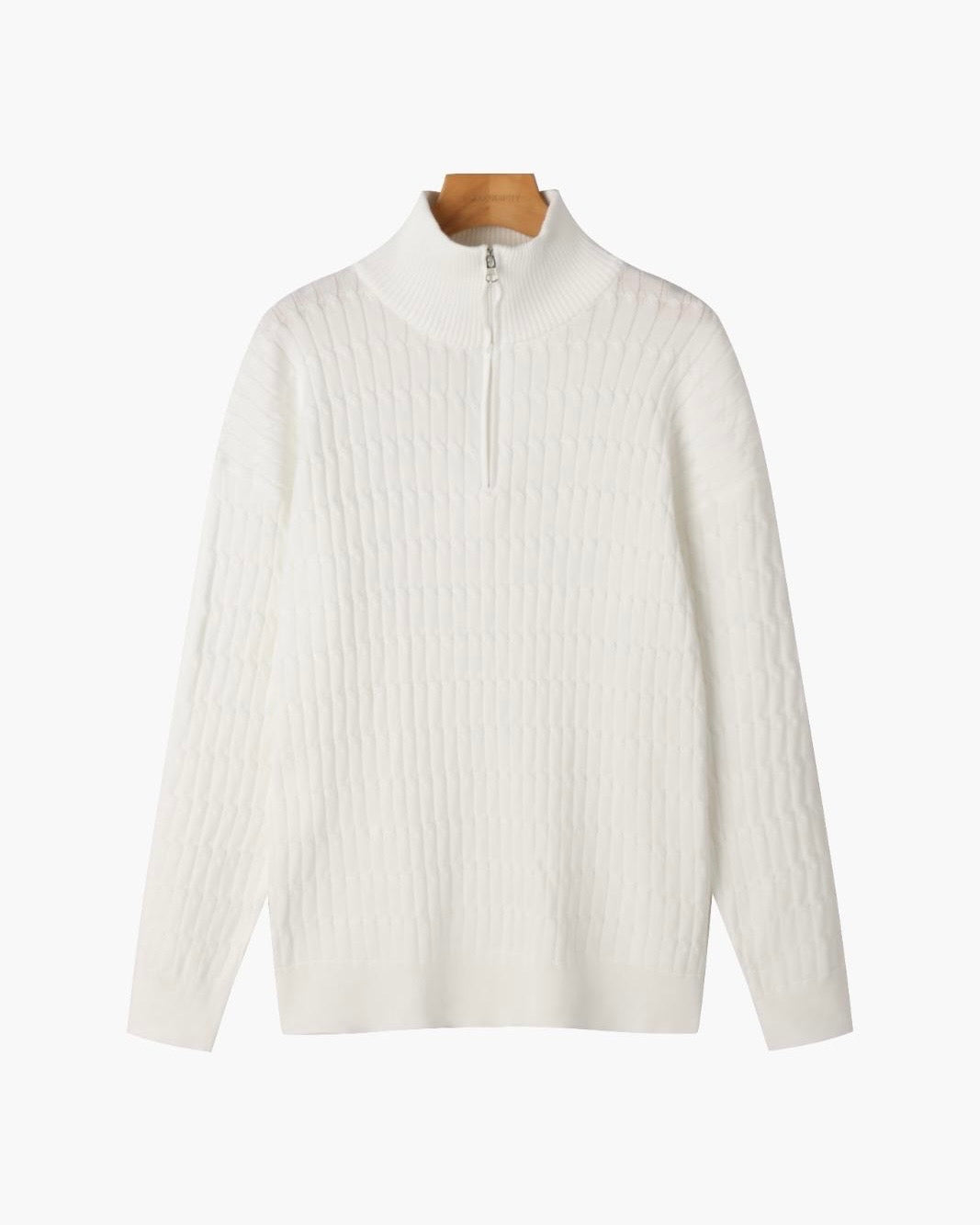 Cotswold Wave Cable Half-Zip - White
