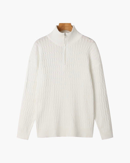 Cotswold Wave Cable Half-Zip - White
