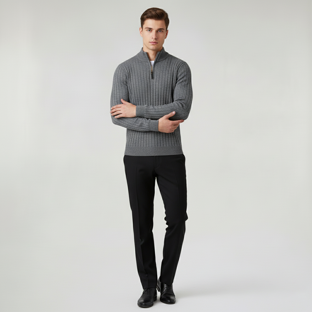 Ravenscourt High Collar Half-Zip - Dark Grey