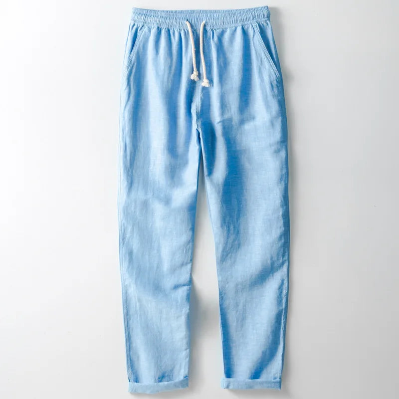 Sorrento Linen-Blend Trousers - Blue