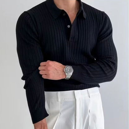 Highgate Long Sleeve Button Polo - Black