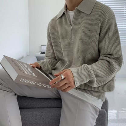 Somerset Zip Collar Knit - Grey