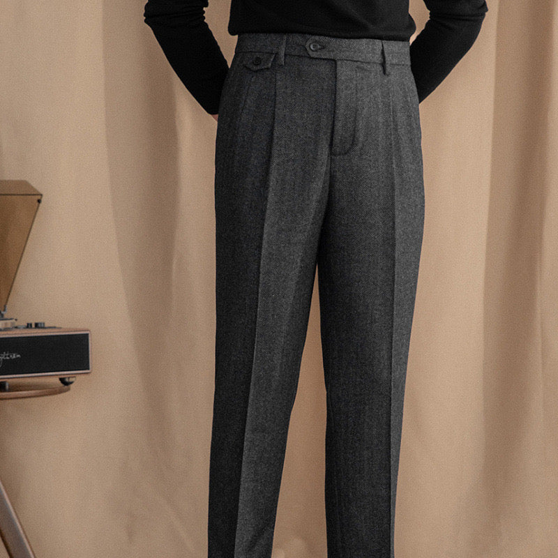 Hampstead Herringbone Trousers - Gray