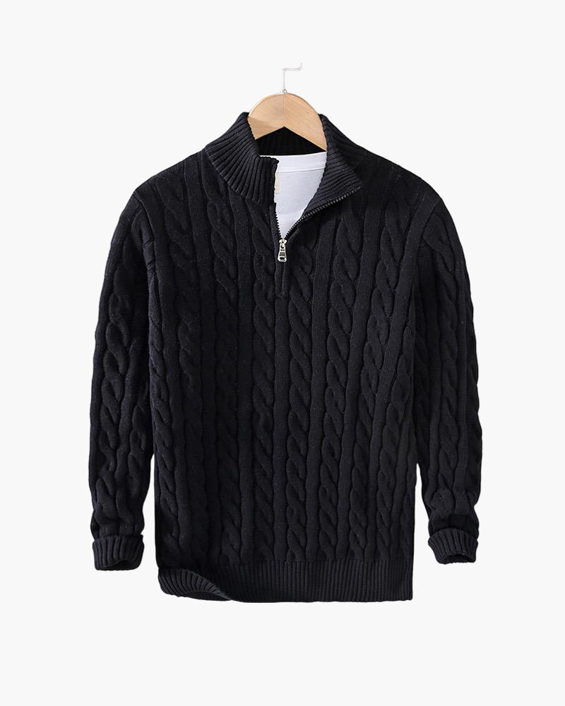 Kensington Cable Half-Zip Sweater - Black