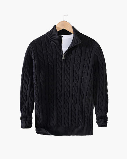 Kensington Cable Half-Zip Sweater - Black