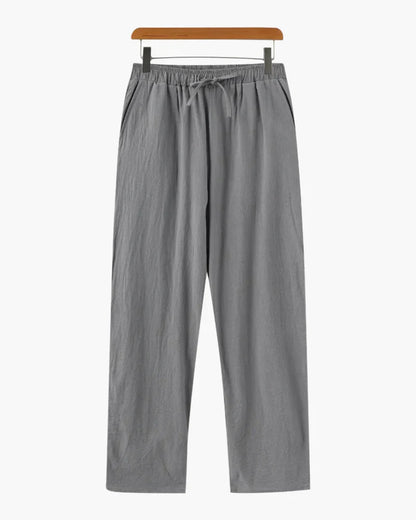 Amalfi Drawstring Linen Trousers - Gray
