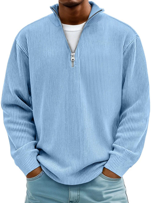 Linden Ribbed Cotton Pullover - Blue