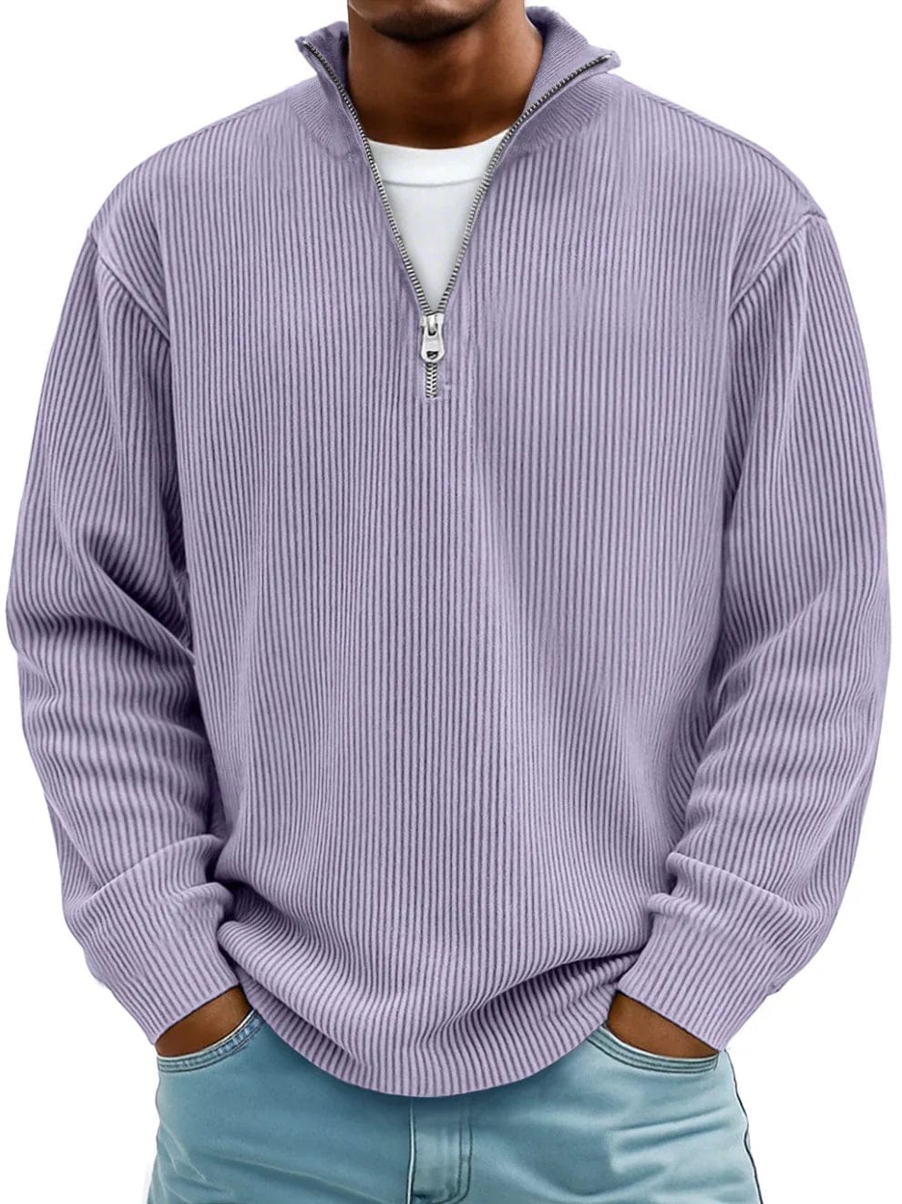 Linden Ribbed Cotton Pullover - Violet