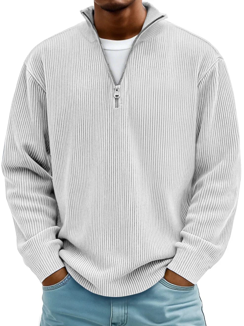 Linden Ribbed Cotton Pullover - White