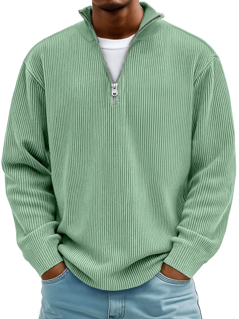 Linden Ribbed Cotton Pullover - Green