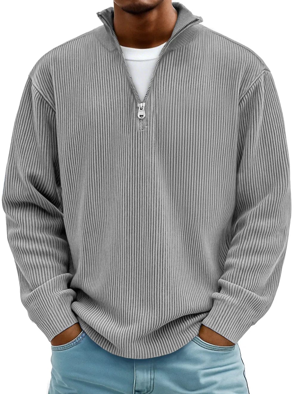 Linden Ribbed Cotton Pullover - Gray
