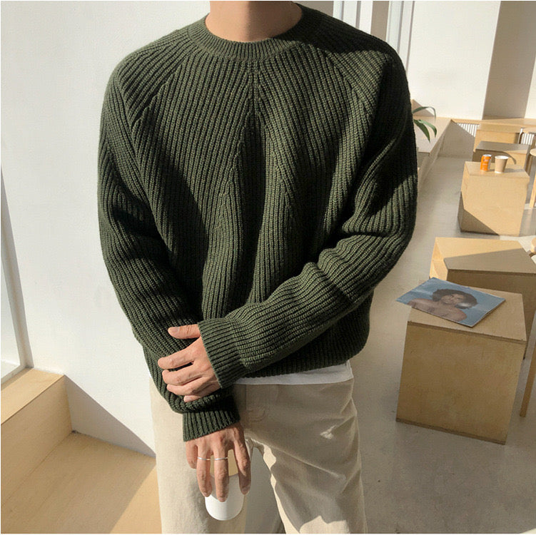 Ashby Mock Neck Raglan Sweater - Green