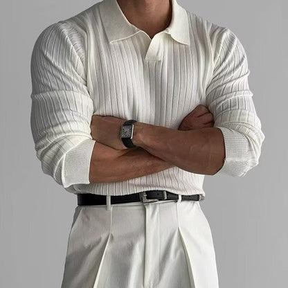 Belgrave Long Sleeve Knit Polo - White