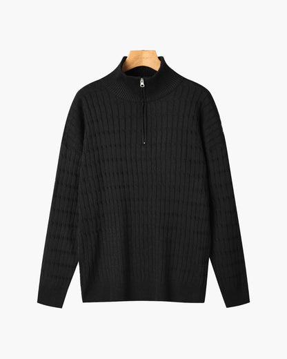 Cotswold Wave Cable Half-Zip - Black