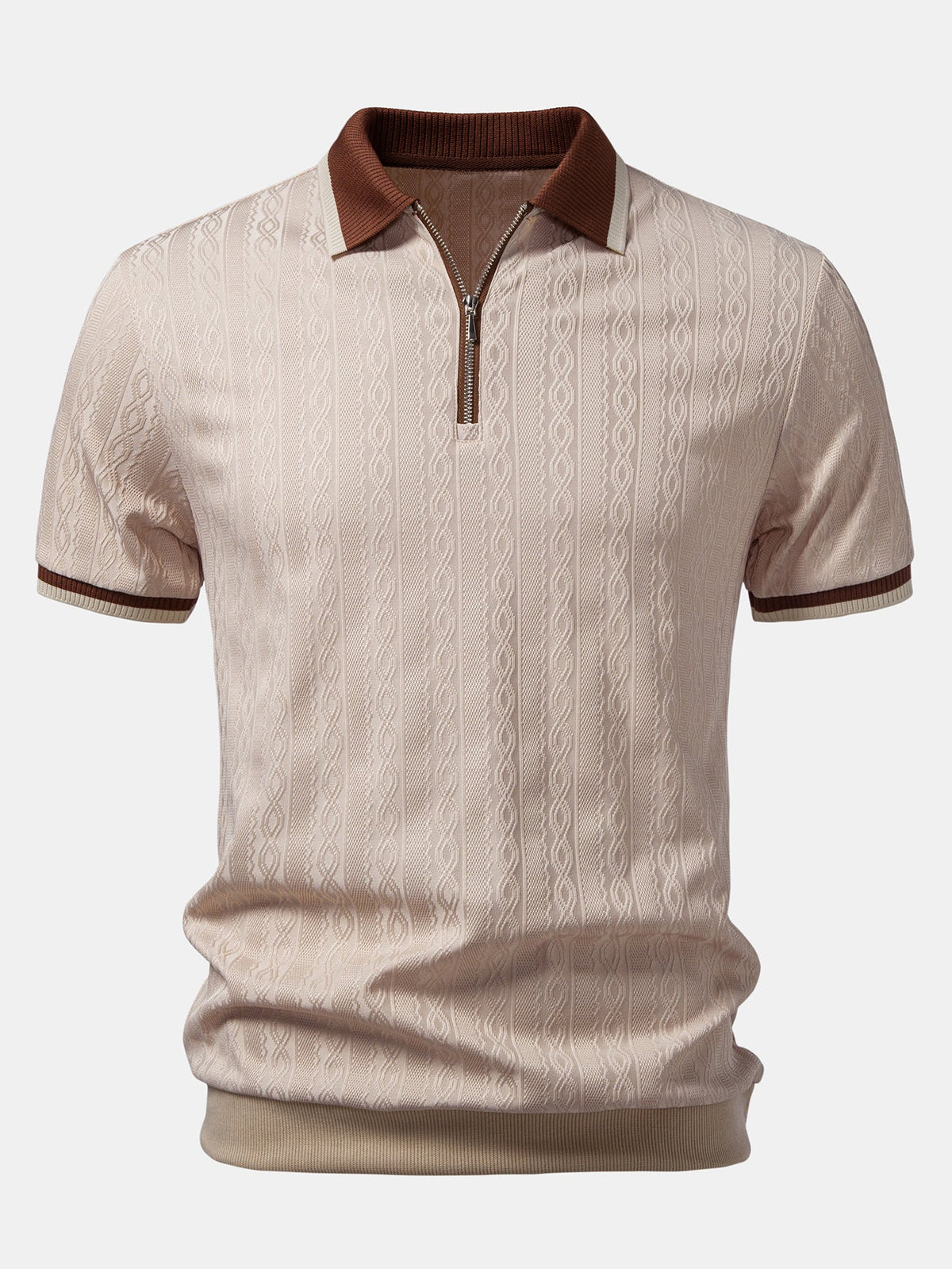 Marlow Zip Knit Polo - Tan