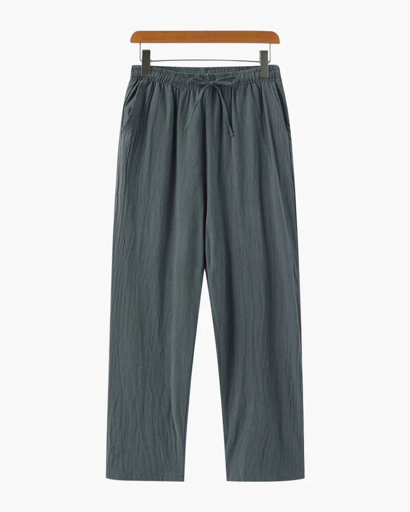 Amalfi Drawstring Linen Trousers - Green