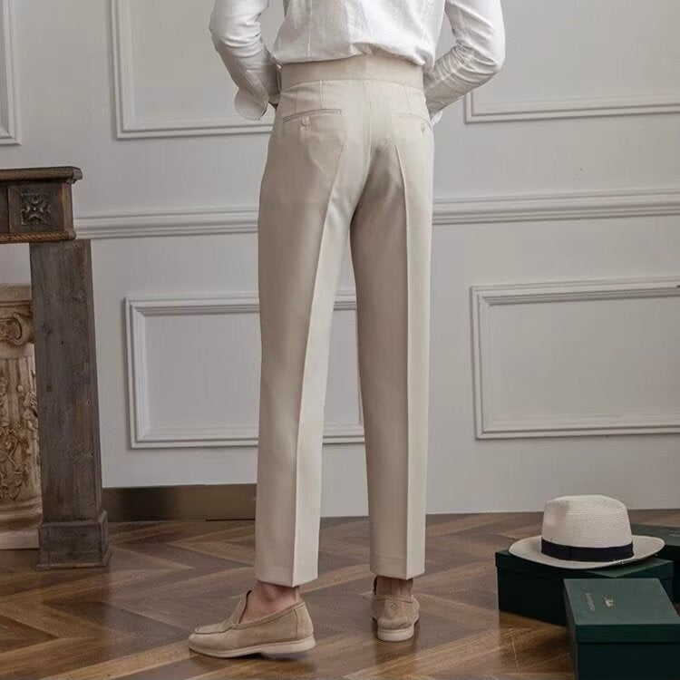 Kingsbridge Buckle-Tab Trousers - Beige