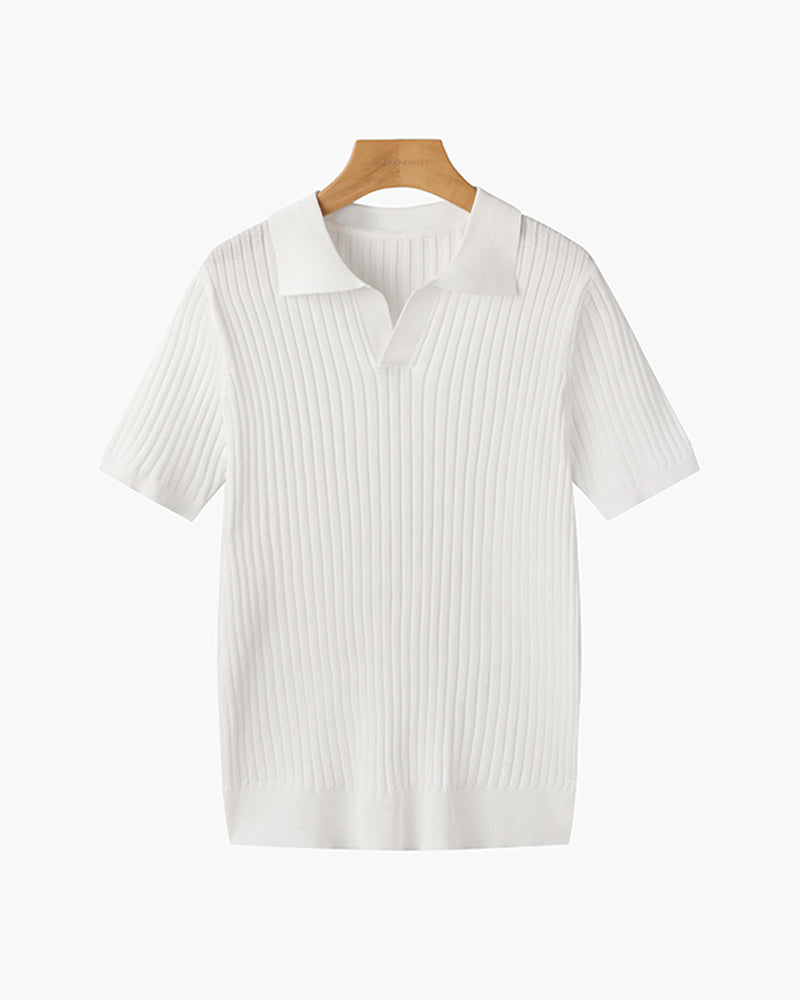 Ashford Ribbed Knit Polo - White