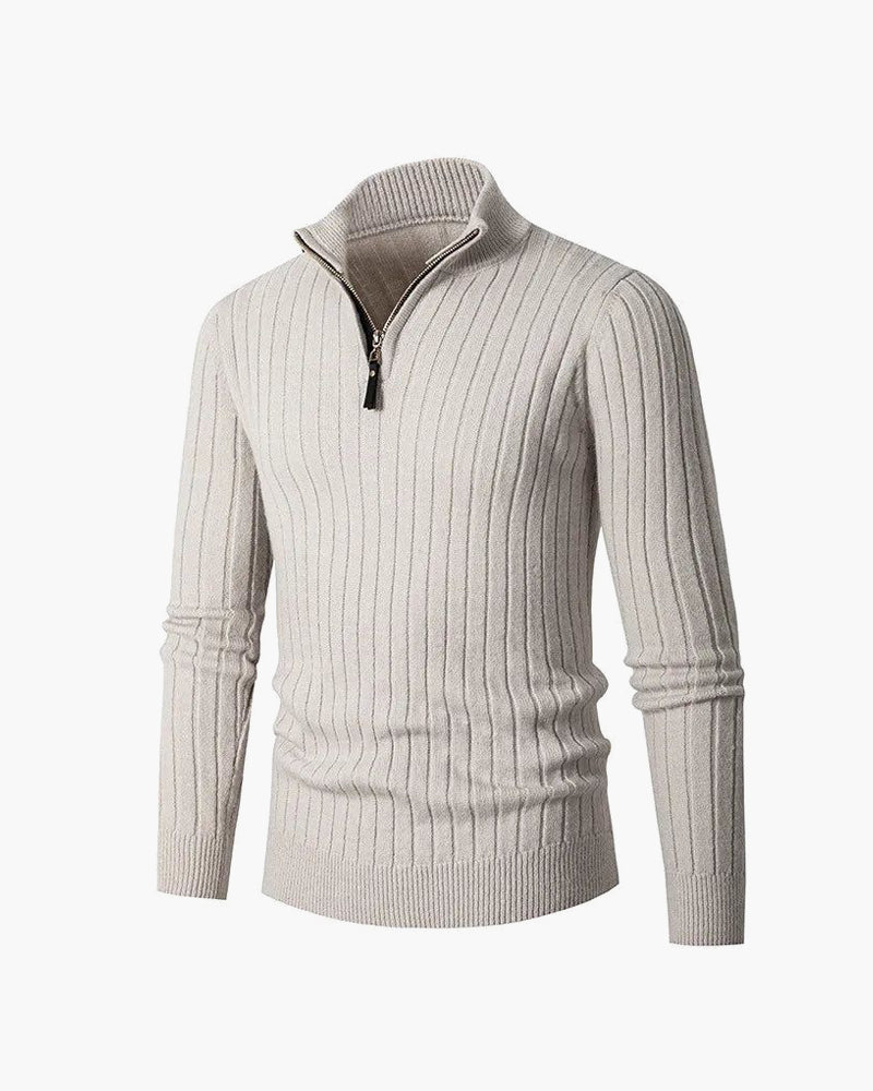 Ravenscourt High Collar Half-Zip - Light Grey